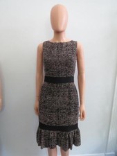 Christian Dior Brown/Black/Ivory Cotton/Silk Woven Sleeveless Dress Size US 6