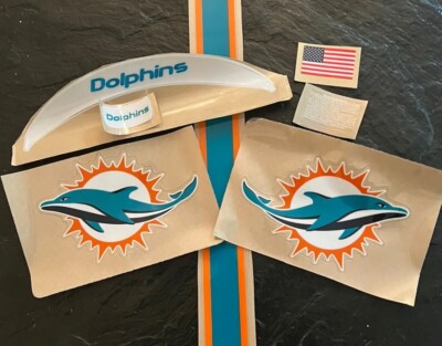 Like Dolphins Full Size Football Helmet Decals With Stripe And Speed Bumpers