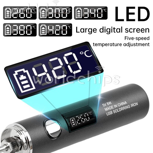 Cordless Soldering Iron USB Rechargeable Soldering Iron 5 Temperature Adjustable - Picture 5 of 32