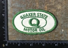 Vintage QUAKER STATE MOTOR OIL Racing Company Logo Sew-On Patch 1970s Twill