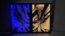 Quadro Luminoso Led Legno Dragon Ball Z Goku&Vegeta Inciso Laser Nuovo