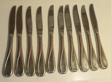 Set of 10 Dinner Knives Stainless Flatware Silverware Dining Kitchen Used 9" Lot