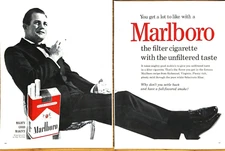 1962 Marlboro Cigarette Vintage Print Ad Sexy Man In Tux With Drink Good Makin's