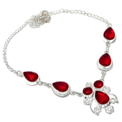 Collier en argent sterling avec grenat de Sambia