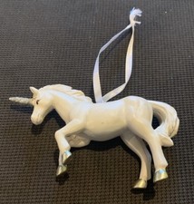 White and Silver Unicorn Ornament Glitter Horse Xmas Tree Festive Holiday Mythic