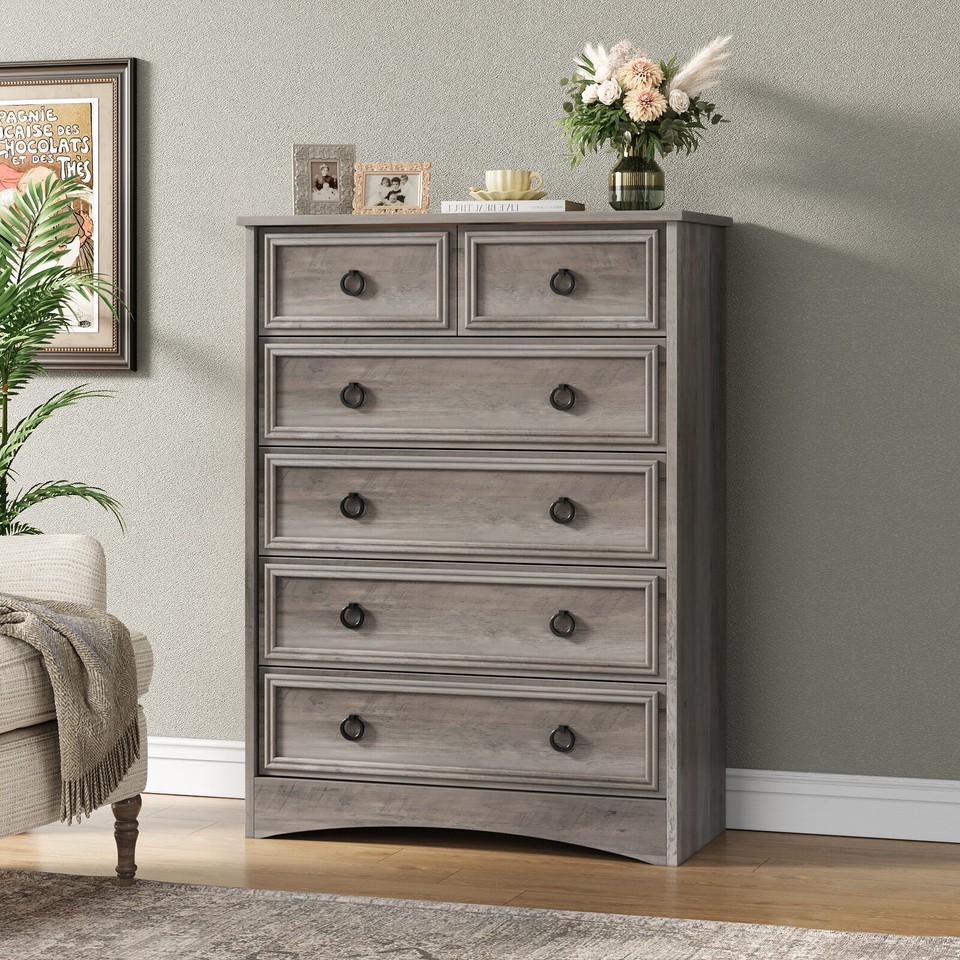 Tall Dressers for Bedroom 6 Drawer Dresser Wooden Storage Chest of ...