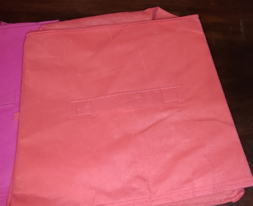 TWO-Essential Fabric Storage Organizer Container/Bins 10.5x11" x10.5" Red & Pink - Picture 3 of 5