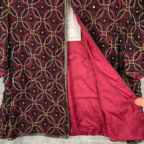 Vintage Seide Perlen Abend Stenay Jacke Damen M formelle Strickjacke rot schwarz NEU - Bild 6 von 11