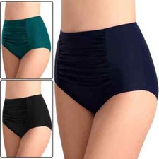 Women Swimsuit Ruched Bikini Bottoms Ladies Seaside Tummy Control Elastic Waist