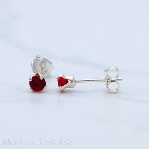 REAL SOLID 925 STERLING SILVER 3MM ROUND COLOURED CUBIC ZIRCONIA STUD EARRINGS - Picture 12 of 20