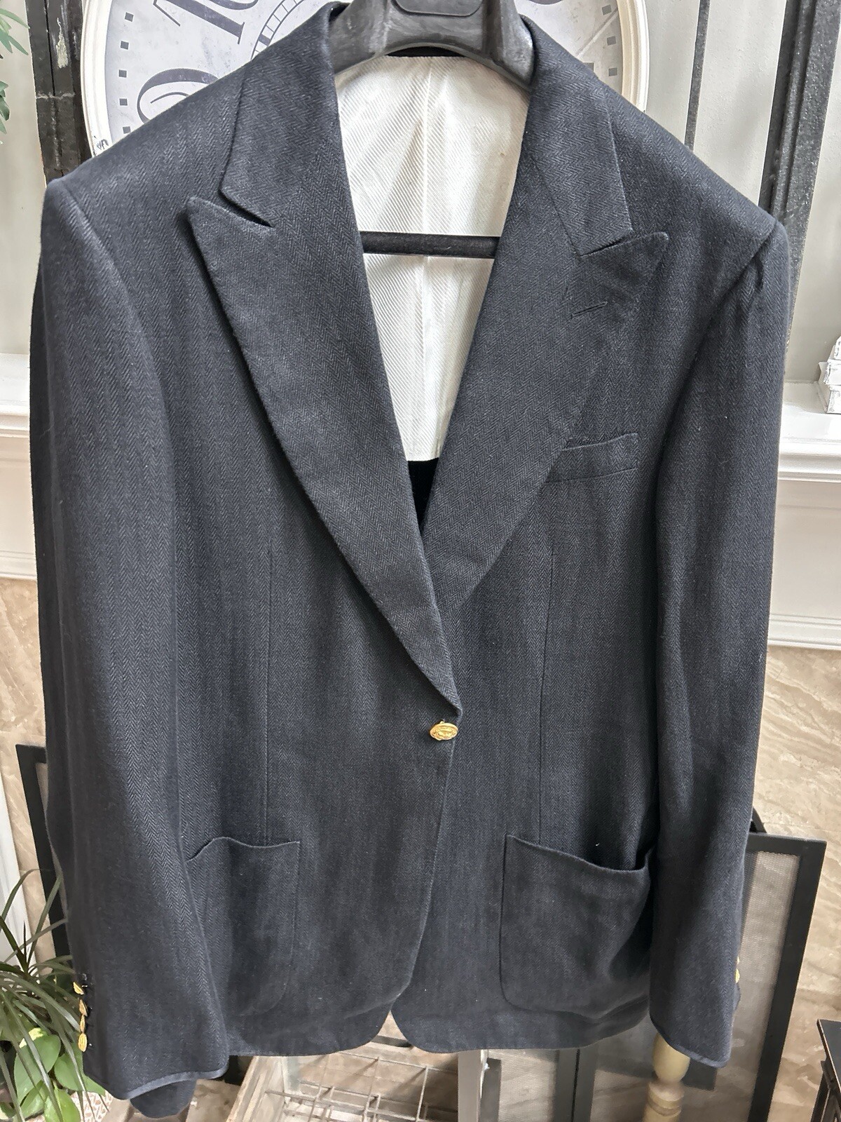 FILA Cappotto giacca sportiva SPENCER HART Savile Row uomo nero spina di pesce 42L