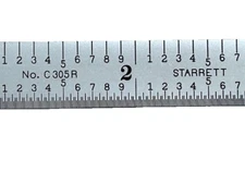 6"  SCALE RULER SAE 1/10, 1/100, 32ND, 64TH, 1/2" WIDE FLEX RULE STARRETT 51347