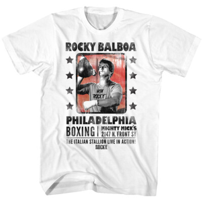 Rocky Balboa T-Shirt New Licensed Poster Boxing Win Rocky White Cotton SM - 5XL