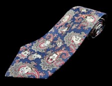 Vintage Disney Paisley Silk Balacine The Tie Works Blue Red Made In Usa Mickey