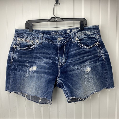 Miss Me Easy Cut Off Denim Shorts Sz 36 