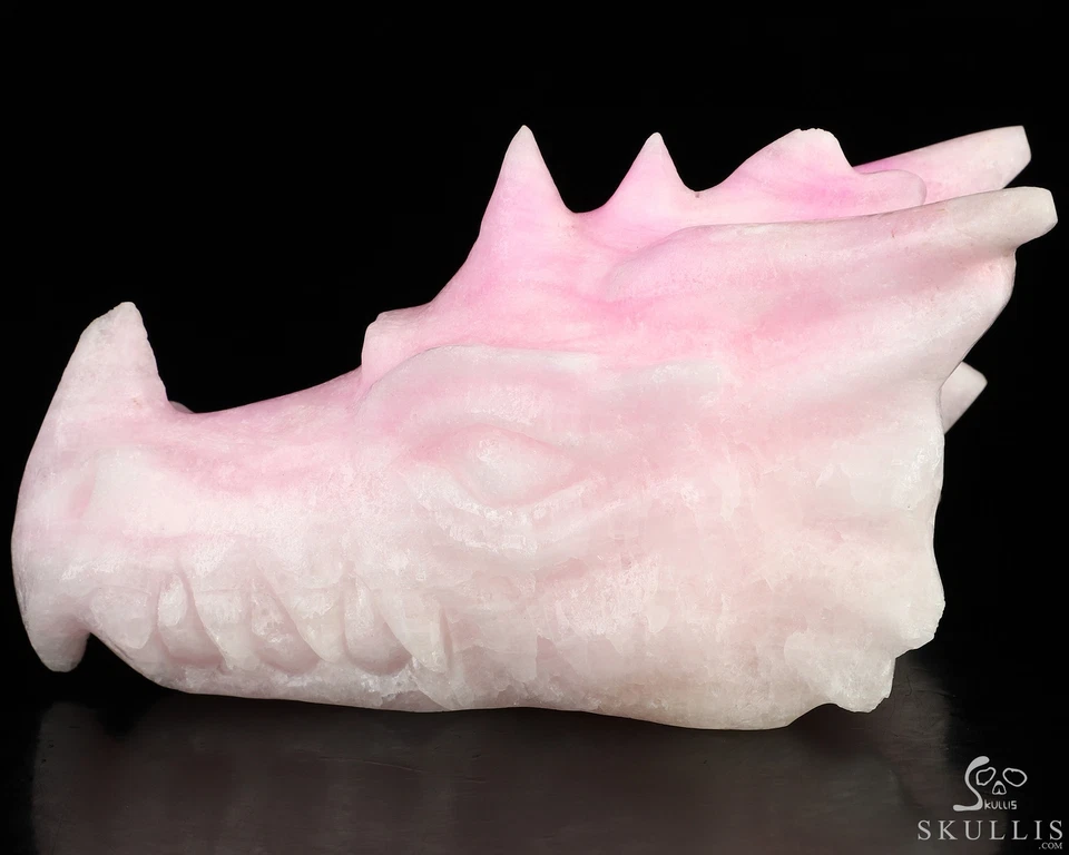 Escultura de calavera cabeza de dragón de cristal tallada a mano aragonita rosa de 5,8", curación Foto 3 de 4