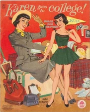 VINTGE UNCUT 1955 Karen Goes College PAPER DOLL ~HD LASER REPRODUCTION~LO PR