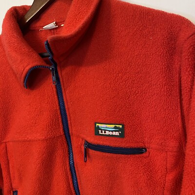 Vintage Mens 80s LL Bean Full Zip Fleece Sweater Made In USA Polar 