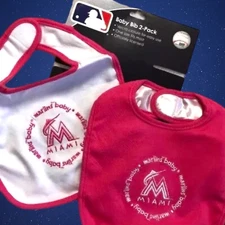 (2) NEW Miami Marlins Official Major League Baseball  BABY Bibs Baby Fanatic