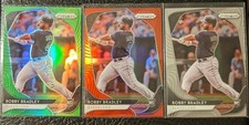 Bobby Bradley 2020 Panini Prizm Rookie RC Lot Base, Lime Green 30/125, and Red 