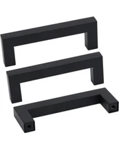 12 Pack Black Square Bar Cabinet Pull Drawer Handle Stainless Steel Modern