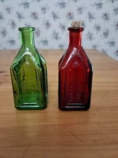 Wheaton Ruby Red Green Glass Bottle Chief Wahoo Electric Tonic Lot of 2