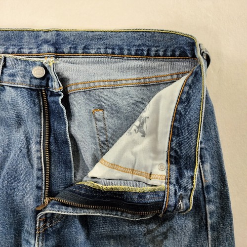 Levi's 505 Straight Fit Blue Denim Jeans Mens Size Actual 35x29 - Picture 7 of 10