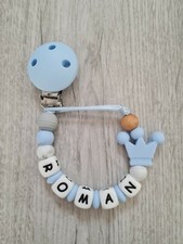 Personalised SILICONE Dummy Clip/ Holder Baby Boy Shower Gift Soother Chain