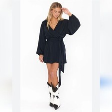 Show Me Your MuMu - Chloe Collared Dress - black slinky stretch size S