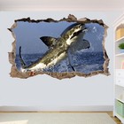 HUNTING GREAT WHITE SHARK WALL STICKERS 3D ART MURAL DECAL OFFICE HOME DECOR TK3