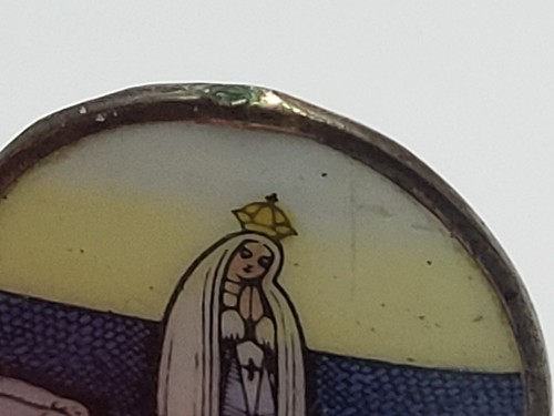 Medalla de Esmalte Vintage NUESTRA DAMA DE FATIMA con Marco de Plata - Imagen 5 de 9