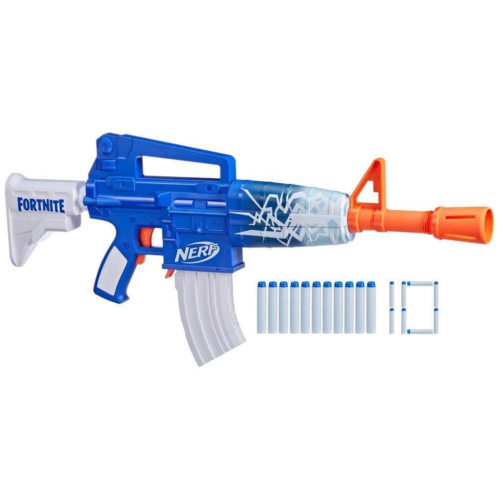 NERF Fortnite Blue Shock Dart Blaster 10 Elite Darts Motorized 10 