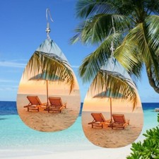 Beach Earrings Dangle hooks Ocean Palm Tree Hawaii Cruise Adirondack Chairs New