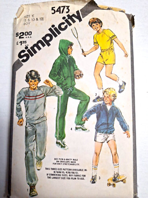 Simplicity 5473 Pattern Sweatsuit Hoodie Shorts 547Girls Boys 8 10 12 Simplicity 5473 Sewing ...