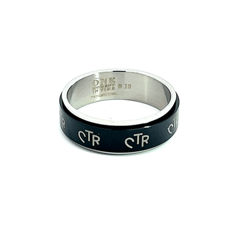 J38B Antik Schwarz Edelstahl Spinner Ring Mormone One Moment In Time LDSCTR - Bild 1 von 8