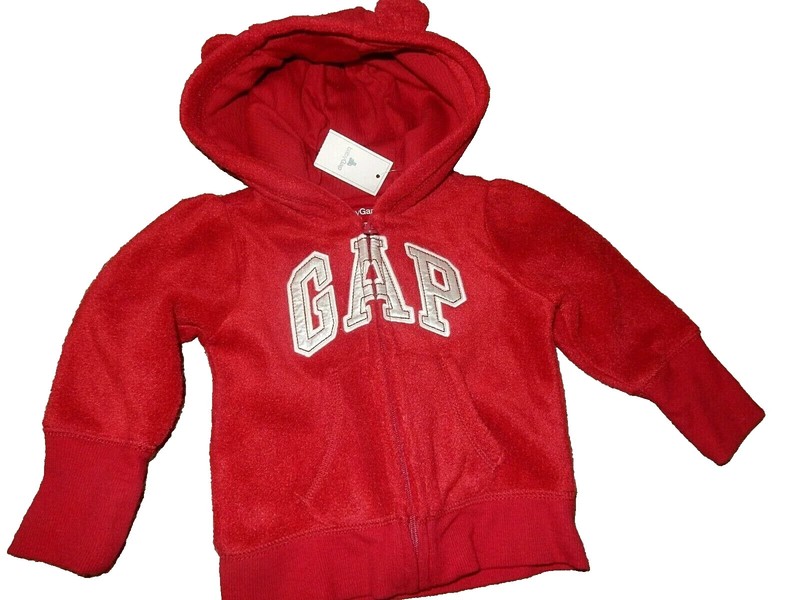 6P NWT Girls 6-12M BABY GAP Red Fleece Hooded Hoodie Full Zip Sweatshirt Jacket