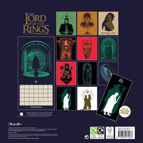 2026 Calendar The Lord Of The Rings Calendar, A5 Diary and Pen Gift Box Set - Picture 6 of 9