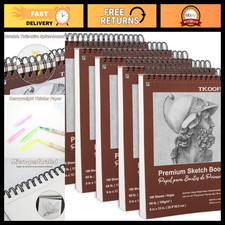 9x12 in Top Spiral Bound Sketchbooks - 5 Pack Drawing Pads for Artists