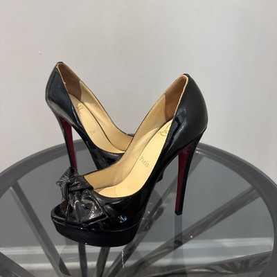 Christian Louboutin Patent Leather Madame Butterfly 150 Peep Toe Pumps Womens 36