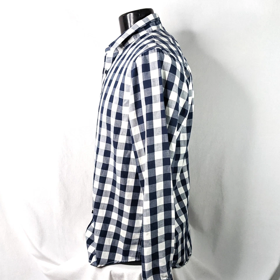 Camisa para hombre American Rag XL manga larga azul guinga a cuadros abotonada informal Foto 2 de 4