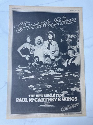WINGS JUNIOR'S FARM McCARTNEY 11'' x 16'' FULL PAGE MAGAZINE ADVERT 1974 POSTER