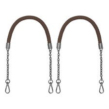 2pcs 62cm/24.4" PU Leather Braided Purse Strap Dark Coffee, Black Buckle 