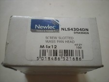 Newlec M4 x 12mm Brass Conduit Box Screw Pan Head Slotted Machine [Pack=100]
