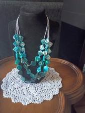 Handmade Vintage Woman's Blue Abalone Necklace