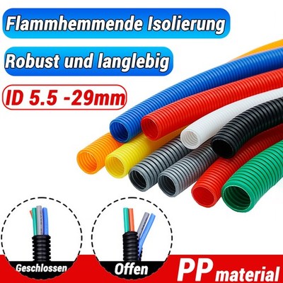 Meterware Kabel Marderschutz Wellrohr Schutzrohr Rohr Ungeschlitzt Geschlitzt