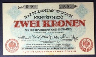 AUSTRIA 10 Kronen/10 Korona 15.1.1916 War Camp Kenyérmező aUNC