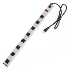 8 Outlet Long Aluminum Heavy Duty Power Strip with 3FT 14AWG Cord, 15A/1875W,...