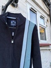 BNWT Lambretta Zip Through Knitted Cardigan Navy Mens Size S Mod 100% Cotton