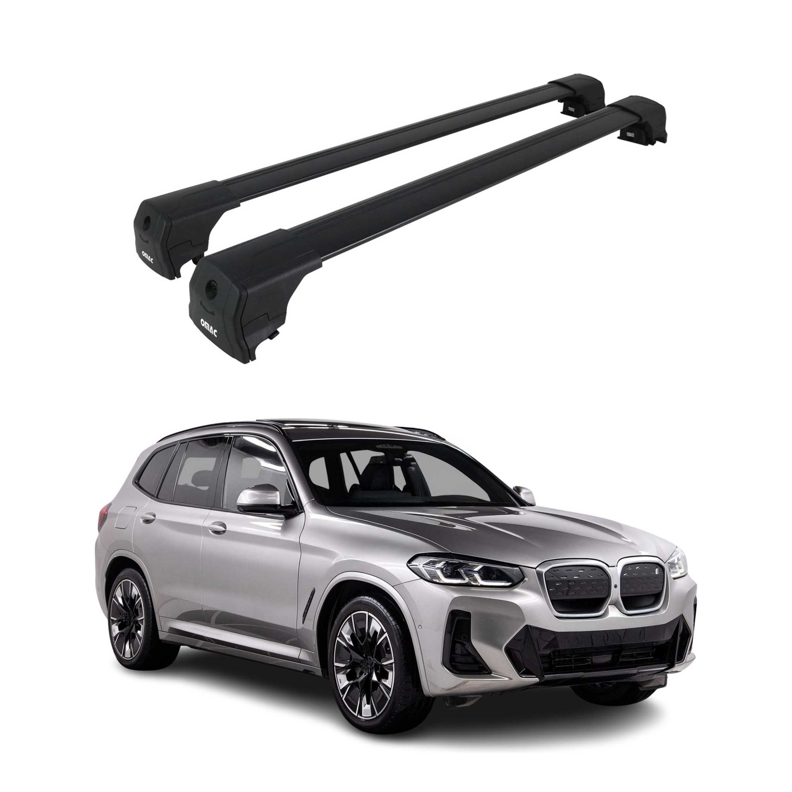 Barres de toit transversales BMW iX3 noir alu pour vos sorties ski et vacances
