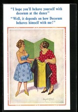 Artist postcard Donald McGill: Well, it depends on how Decorum behaves himself with 